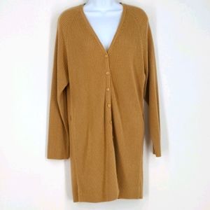 Claudia D Beige Tan Cozy Knit Soft Cardigan Oversized Medium